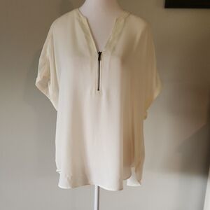 Cream Zippered Women's Top